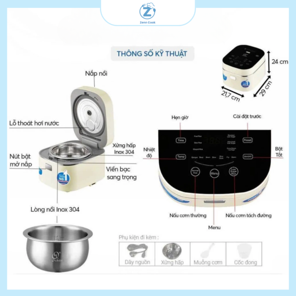 Nồi cơm điện tử tách đường 9 chế độ nấu - Zenn Cook - Ảnh 4