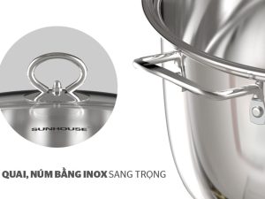 Vung kính trong suốt, quai nồi chắc chắn