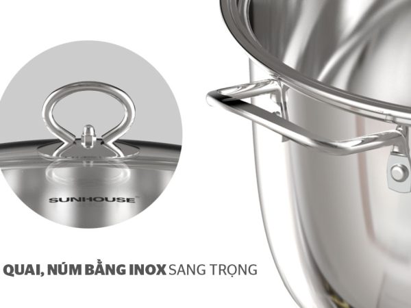 Vung kính trong suốt, quai nồi chắc chắn