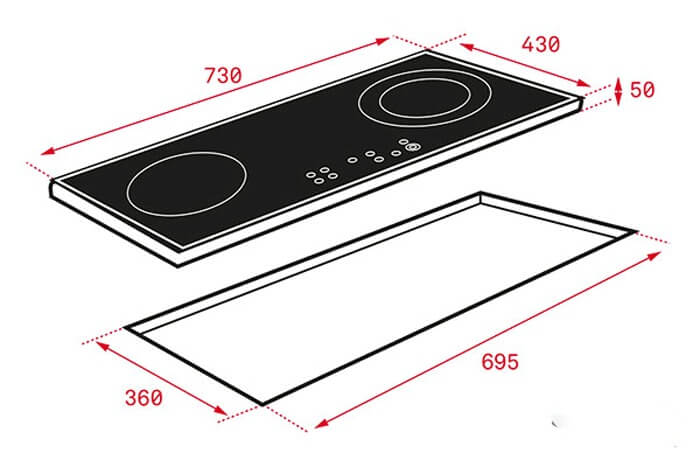 Kích thước bếp điện âm tiêu chuẩn cho gian bếp hiện đại
